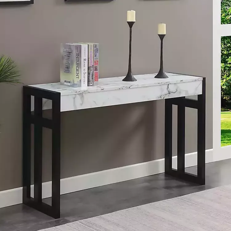 Kirklands Home Marble Monterey Console Table White