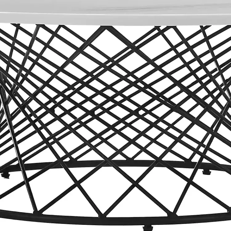 Kirklands Home Marble Round Black Loxley Coffee Table White