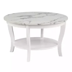 Kirklands Home Marble Round Coffee Table White Outlet