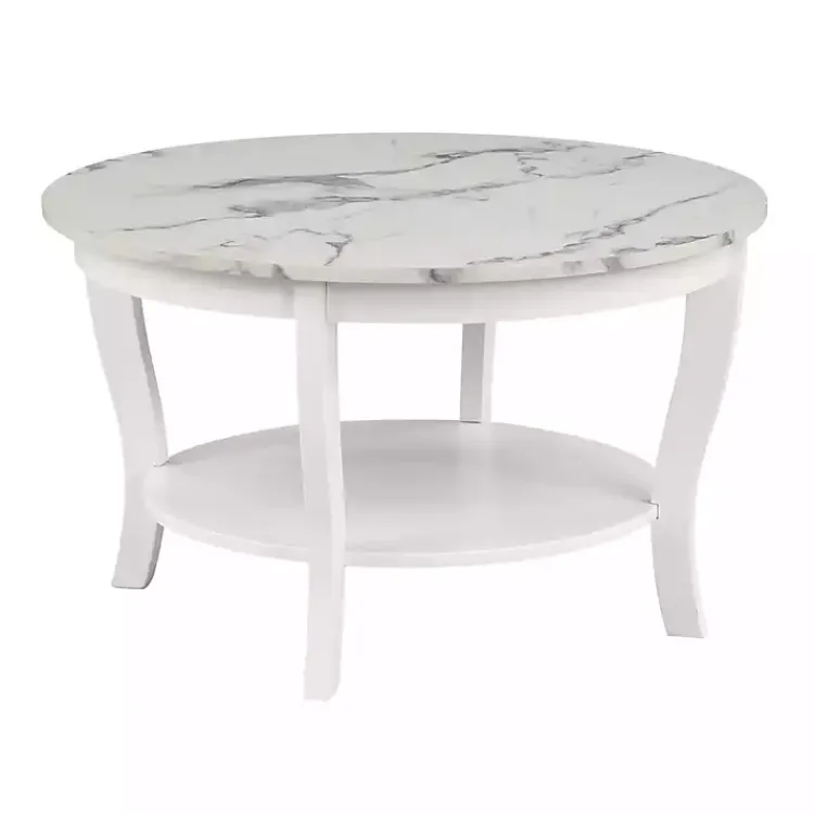 Kirklands Home Marble Round Coffee Table White Outlet