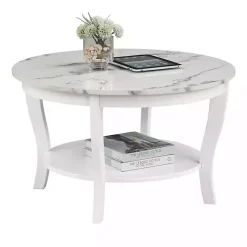 Kirklands Home Marble Round Coffee Table White Outlet