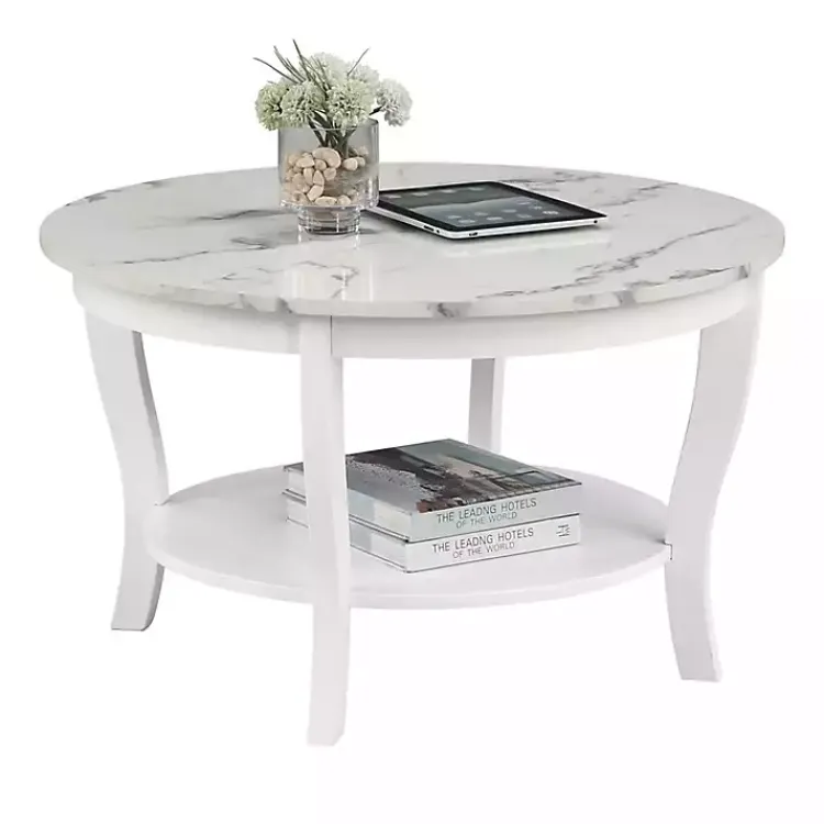 Kirklands Home Marble Round Coffee Table White Outlet
