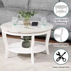 Kirklands Home Marble Round Coffee Table White Outlet