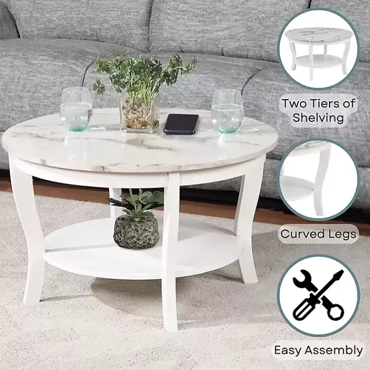 Kirklands Home Marble Round Coffee Table White Outlet