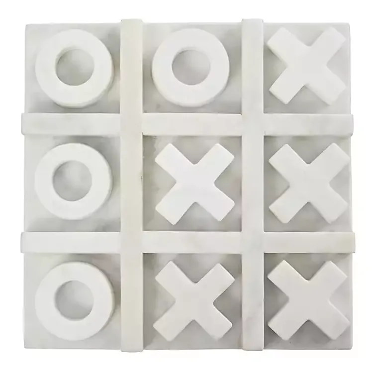 Decorative Accents>Kirklands Home Marble Tic Tac Toe Game Set White