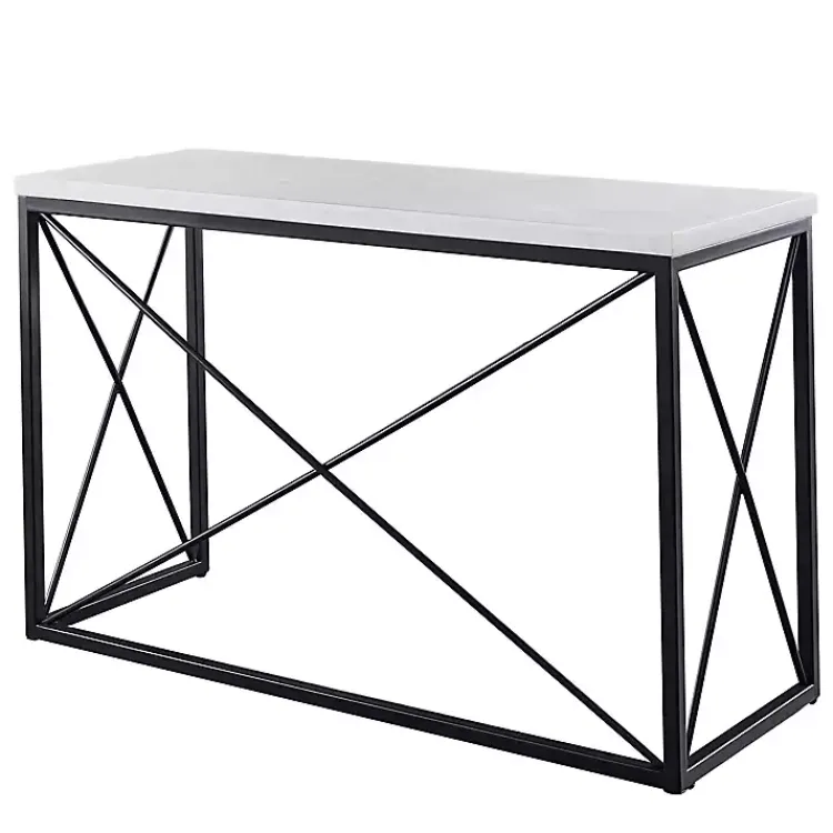 Kirklands Home White Marble Top Sabin Metal Base Sofa Table Sale