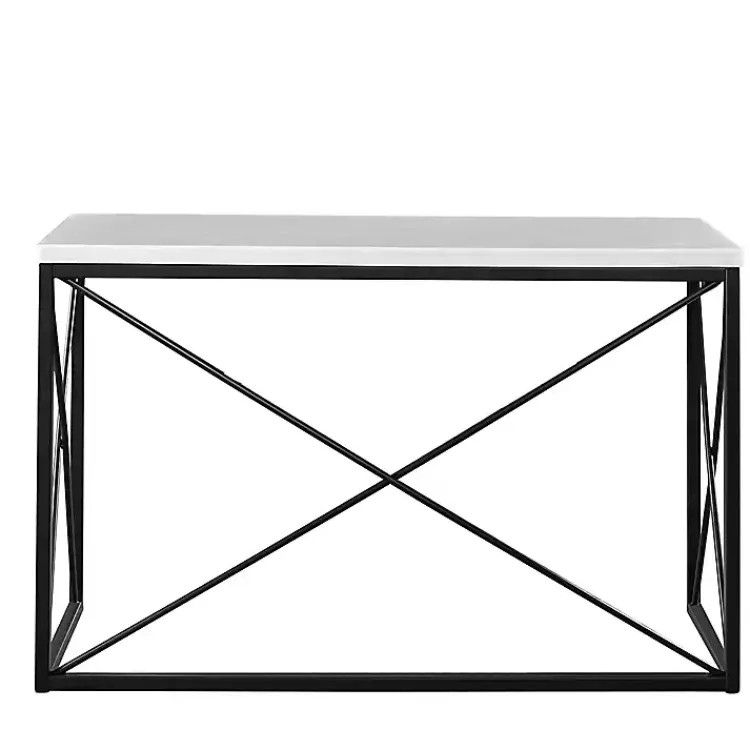 Kirklands Home White Marble Top Sabin Metal Base Sofa Table Sale