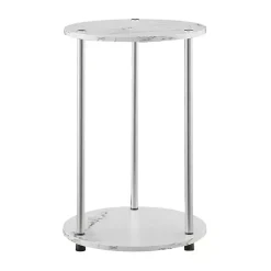 Kirklands Home Marble Two Tiered Metal Accent Table White Outlet