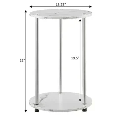 Kirklands Home Marble Two Tiered Metal Accent Table White Outlet