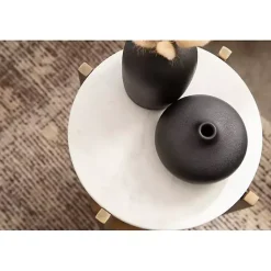 Kirklands Home Marble Walnut Accent Table White Sale