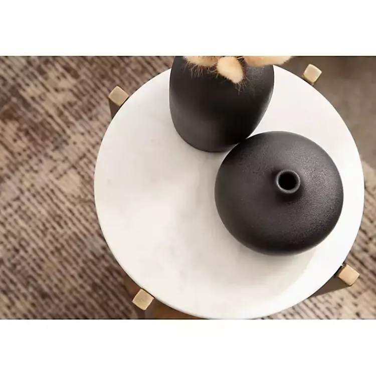 Kirklands Home Marble Walnut Accent Table White Sale