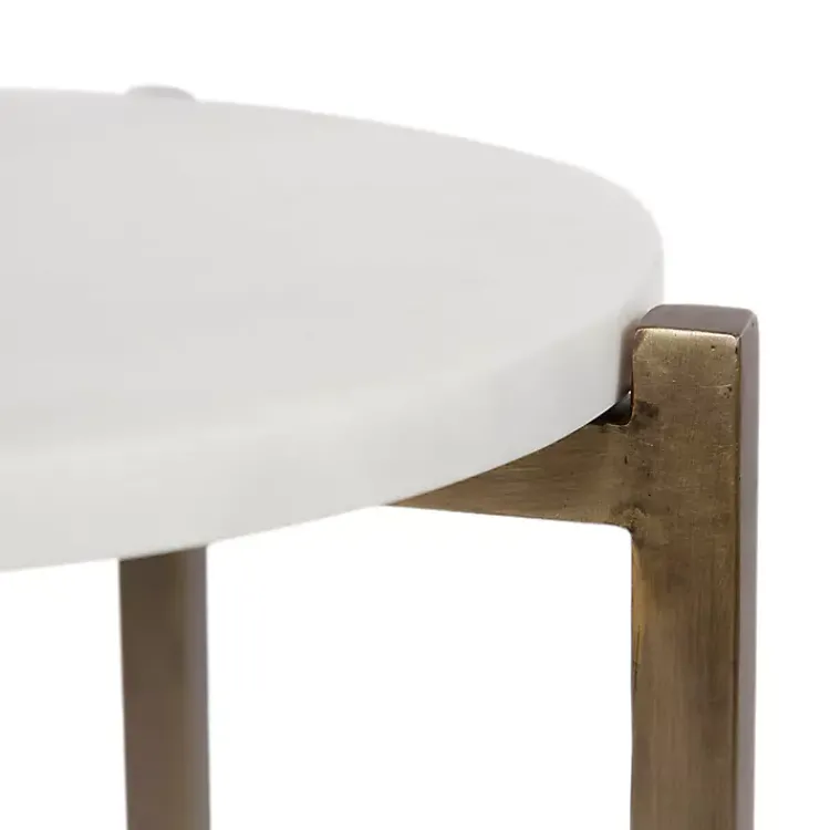 Kirklands Home Marble Walnut Accent Table White Sale