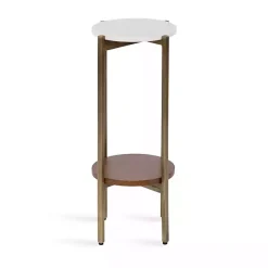 Kirklands Home Marble Walnut Accent Table White Sale