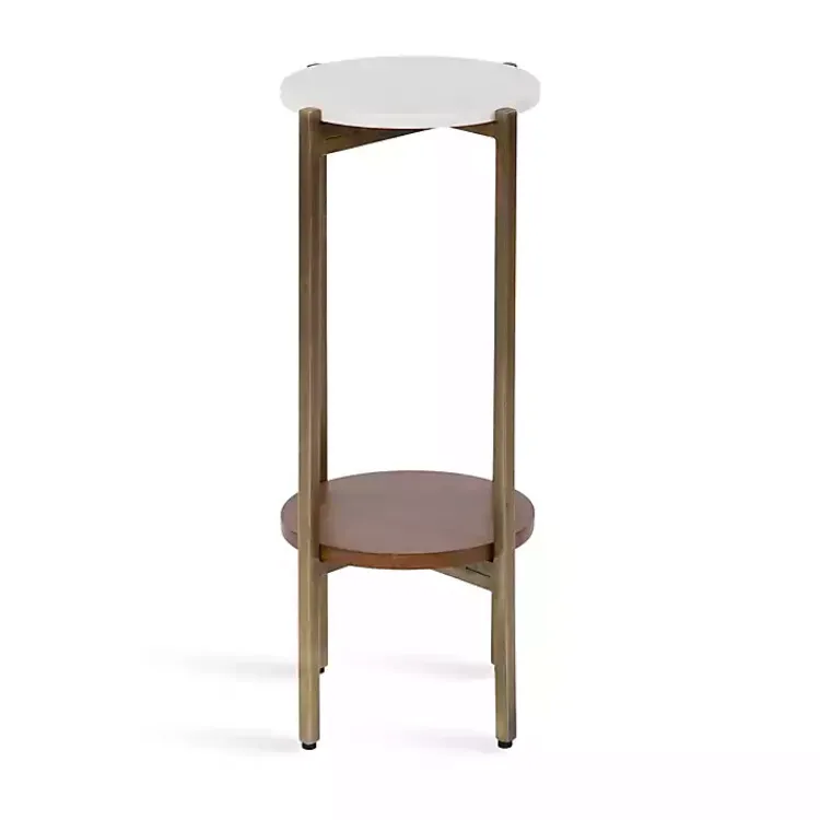 Kirklands Home Marble Walnut Accent Table White Sale