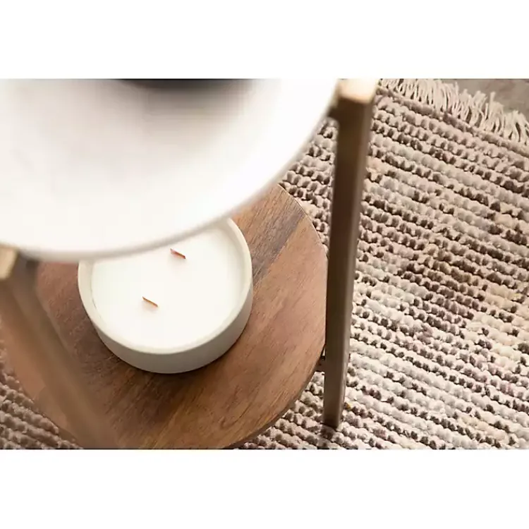 Kirklands Home Marble Walnut Accent Table White Sale