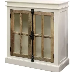Kirklands Home White Marengo Windowpane 2-Door Cabinet Best