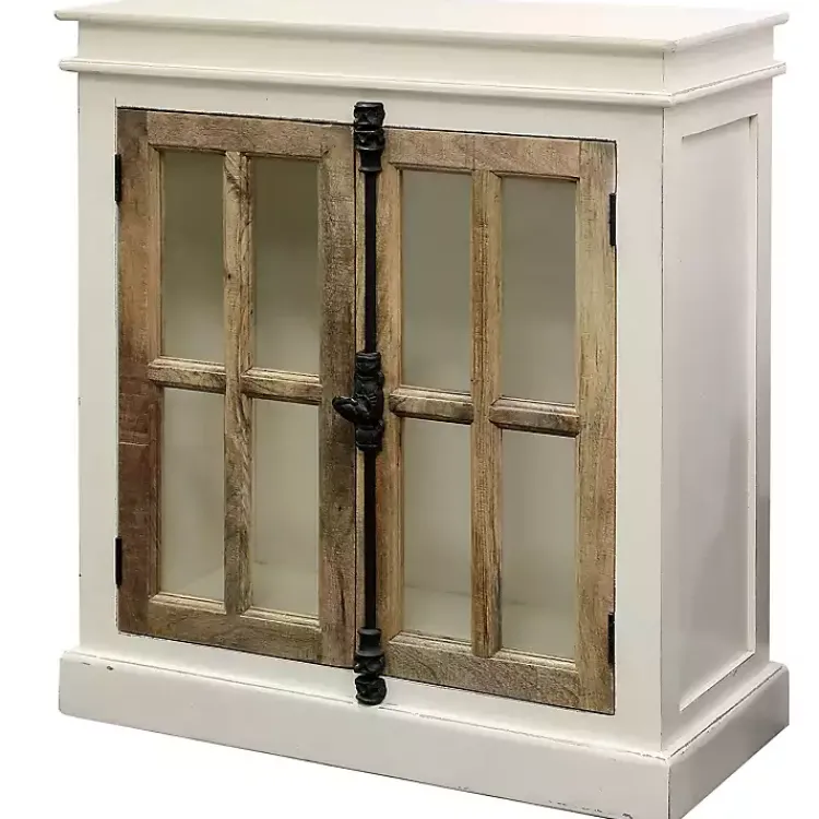 Kirklands Home White Marengo Windowpane 2-Door Cabinet Best