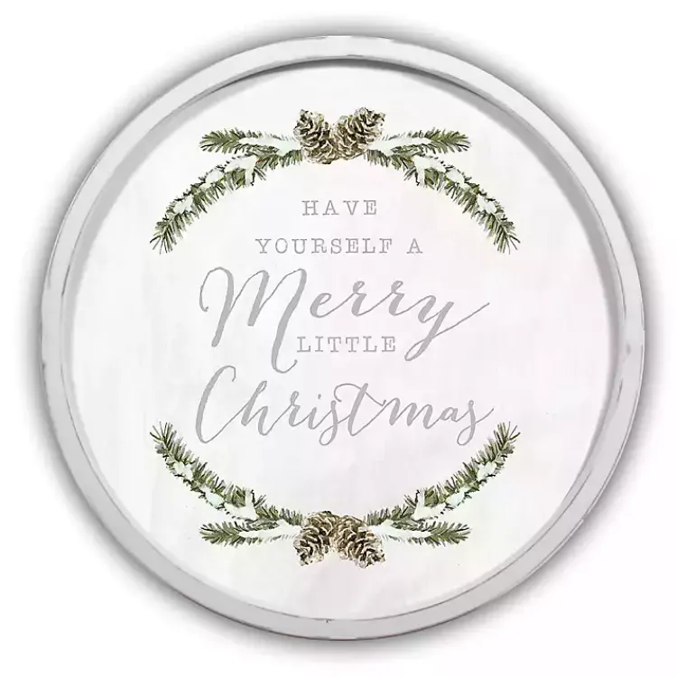 Christmas Art & Wall Decor>Kirklands Home Merry Little Christmas Round Wall Plaque White