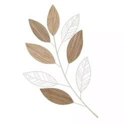 Kirklands Home White Metal and Reed Leaf Wall Plaque