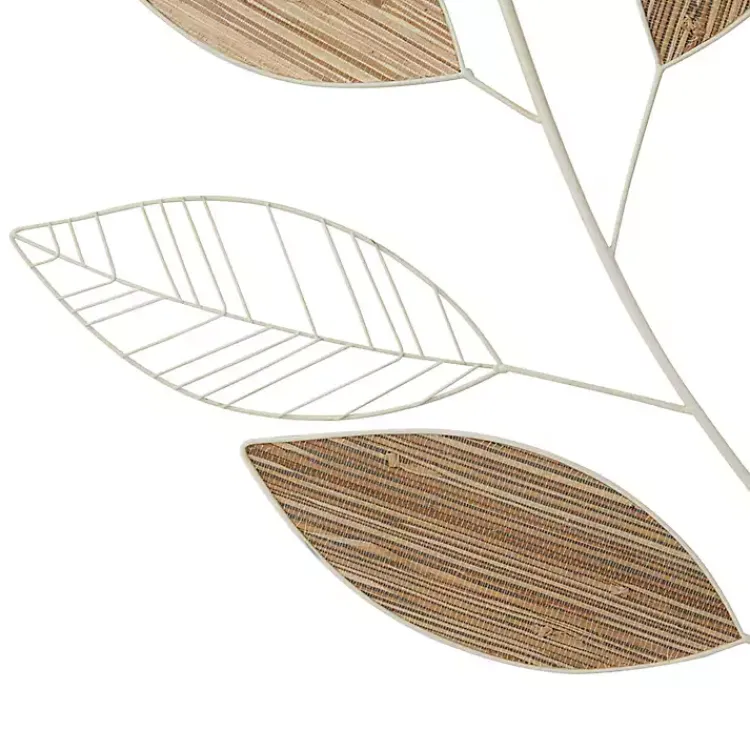 Kirklands Home White Metal and Reed Leaf Wall Plaque