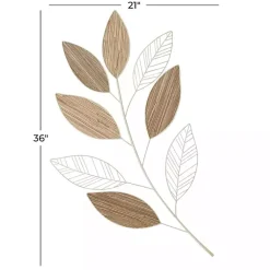 Kirklands Home White Metal and Reed Leaf Wall Plaque