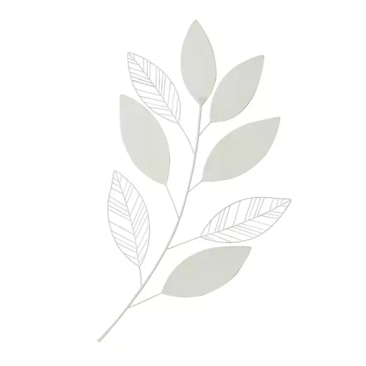 Kirklands Home White Metal and Reed Leaf Wall Plaque