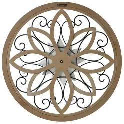Kirklands Home White Metal and Wood Floral Round Wall Plaque Discount