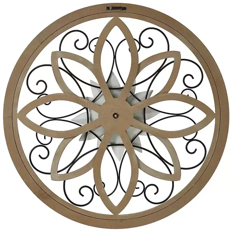 Kirklands Home White Metal and Wood Floral Round Wall Plaque Discount