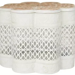 Baskets & Boxes>Kirklands Home Metal Floral Carved Boxes, Set of 3 White