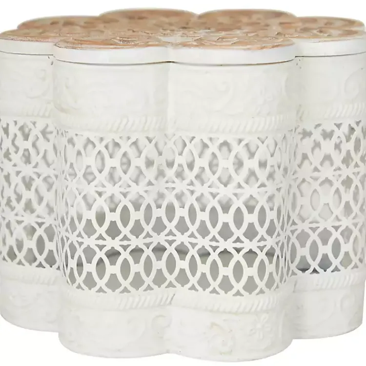 Baskets & Boxes>Kirklands Home Metal Floral Carved Boxes, Set of 3 White