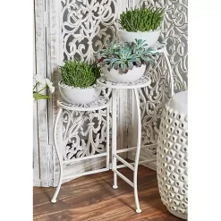 Kirklands Home Metal Floral 3-Tier Plant Stand White Clearance