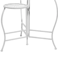 Kirklands Home Metal Floral 3-Tier Plant Stand White Clearance