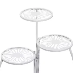 Kirklands Home Metal Floral 3-Tier Plant Stand White Clearance