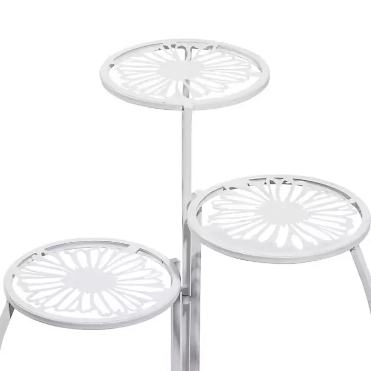Kirklands Home Metal Floral 3-Tier Plant Stand White Clearance
