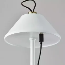 Kirklands Home Metal Frosted Light Cordless Table Lamp White New
