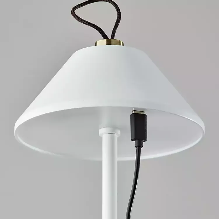 Kirklands Home Metal Frosted Light Cordless Table Lamp White New