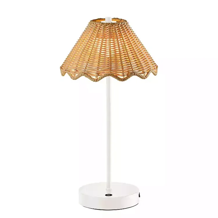 Kirklands Home Metal Scalloped Shade Cordless Table Lamp White Hot
