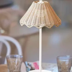 Kirklands Home Metal Scalloped Shade Cordless Table Lamp White Hot
