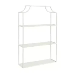 Kirklands Home Metal Scalloped 3-Tier Glass Wall Shelf White Clearance