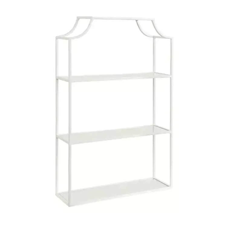 Kirklands Home Metal Scalloped 3-Tier Glass Wall Shelf White Clearance