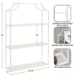 Kirklands Home Metal Scalloped 3-Tier Glass Wall Shelf White Clearance