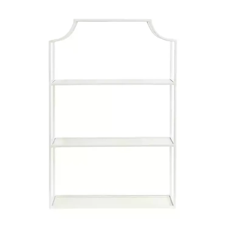 Kirklands Home Metal Scalloped 3-Tier Glass Wall Shelf White Clearance