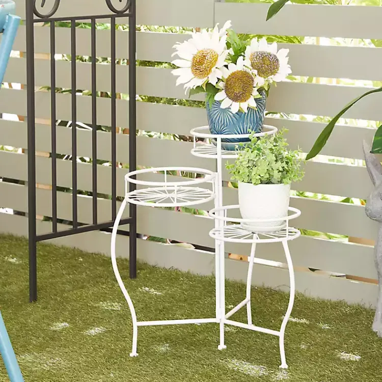 Kirklands Home Metal Starburst 3-Tier Plant Stand White Online