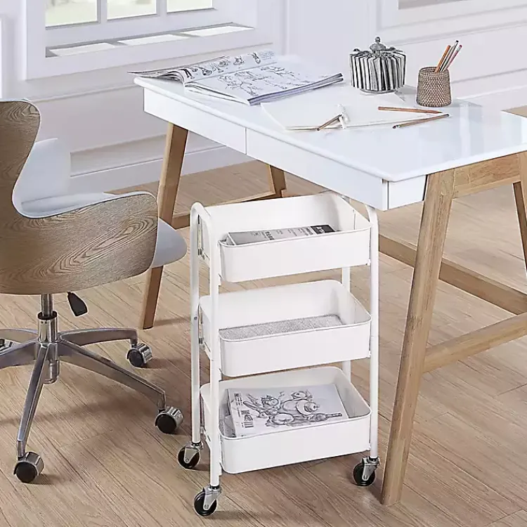 Kirklands Home Metal 3-Tier Organizer Storage Cart White Outlet