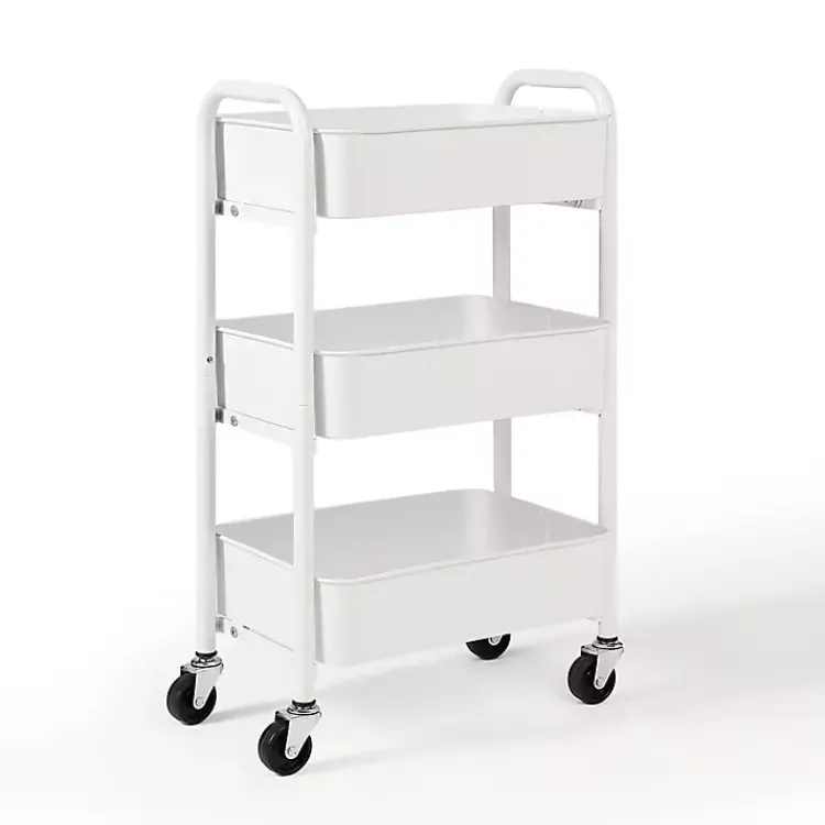 Kirklands Home Metal 3-Tier Organizer Storage Cart White Outlet
