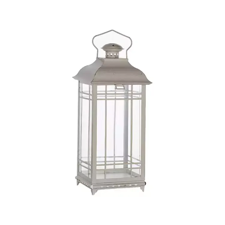 Lanterns>Kirklands Home Metal Windowpane Lanterns, Set of 3 White