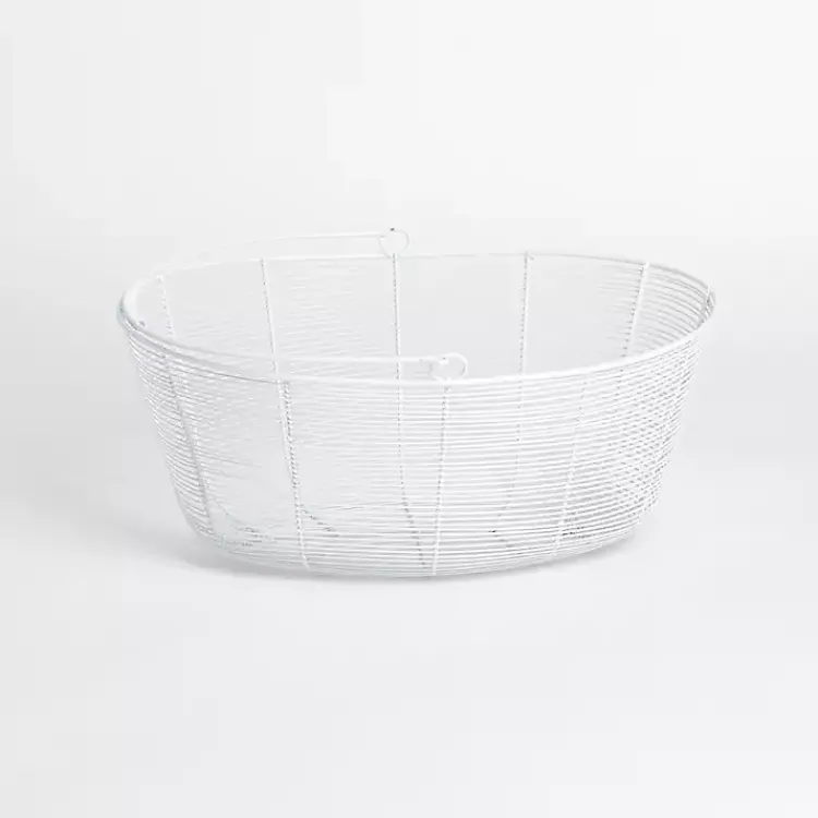 Baskets & Boxes>Kirklands Home Metal Wire Basket with Handle White