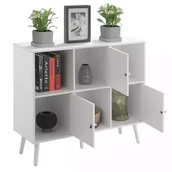 Kirklands Home Mid-Century Modern Cubby Cabinet White Clearance