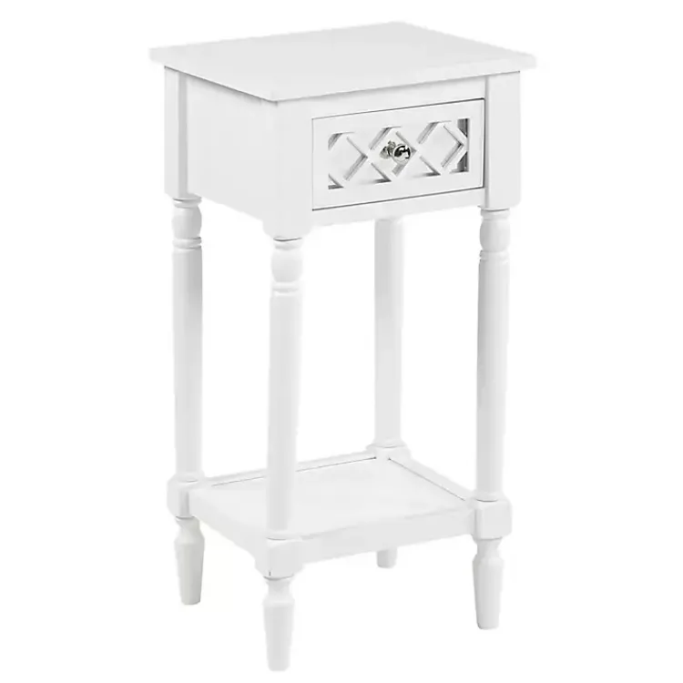 Kirklands Home Mirrored Drawer Square Accent Table White Hot