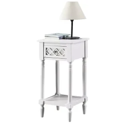 Kirklands Home Mirrored Drawer Square Accent Table White Hot